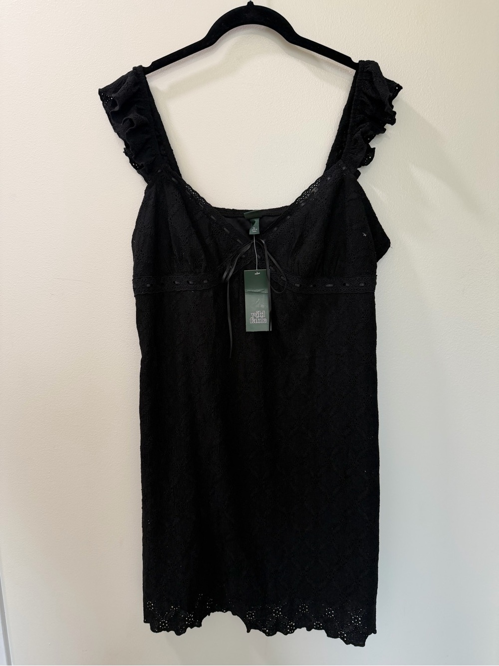 NWT Wild Fable Black Eyelet A-line Mini Dress - Picture 3 of 8